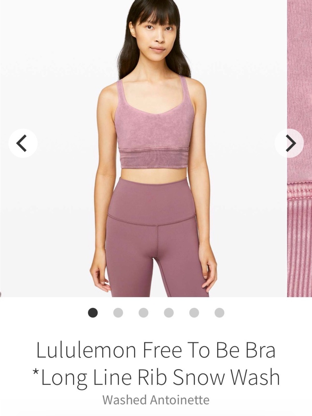 Lululemon Free To Be Longline Rib Snow Wash Bra